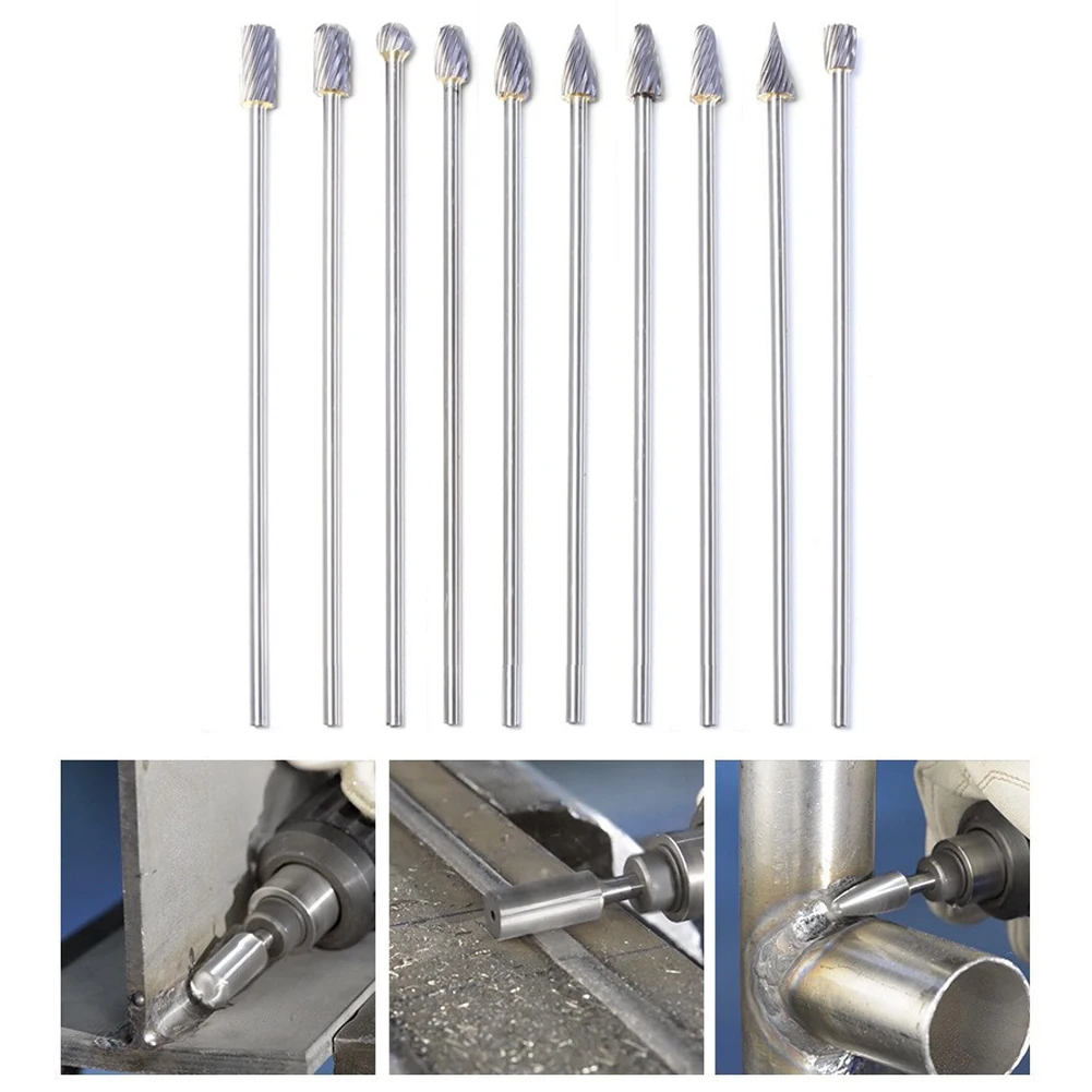 

Polish Tool Rotary Burrs 10Pcs 3x6x100mm Burrs Carbide Cut Engraving Files