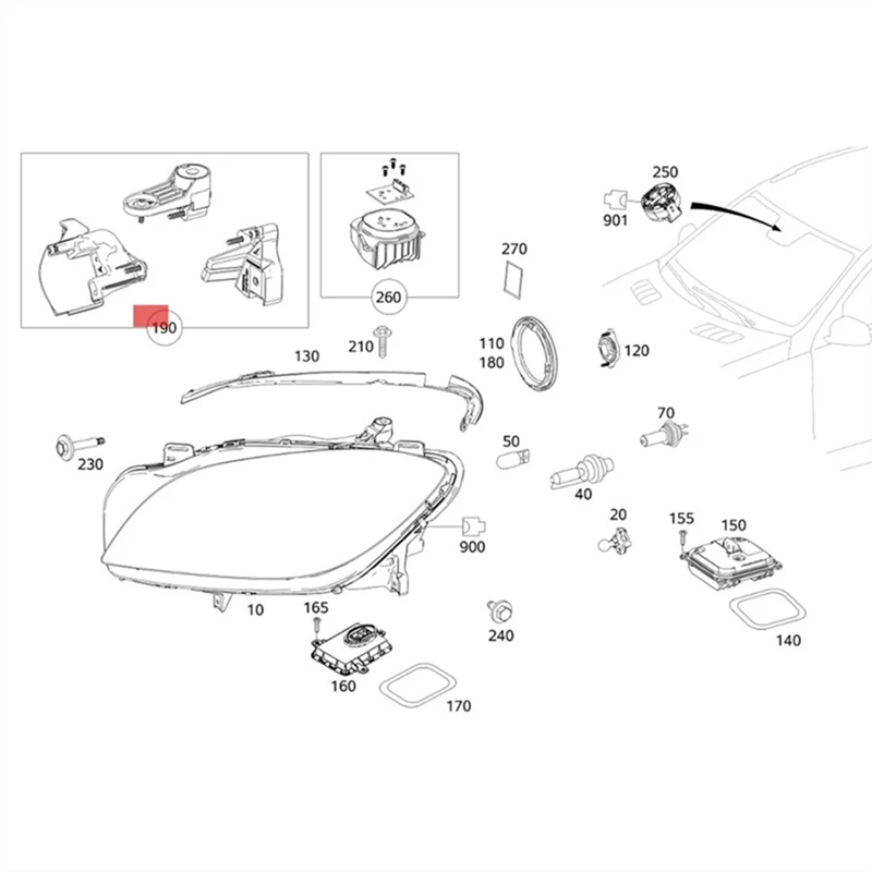 1 пара ремонтных кронштейнов передней фары RS для Mercedes-Benz GLS GL ML-Class W166 11-15 A 1668200514