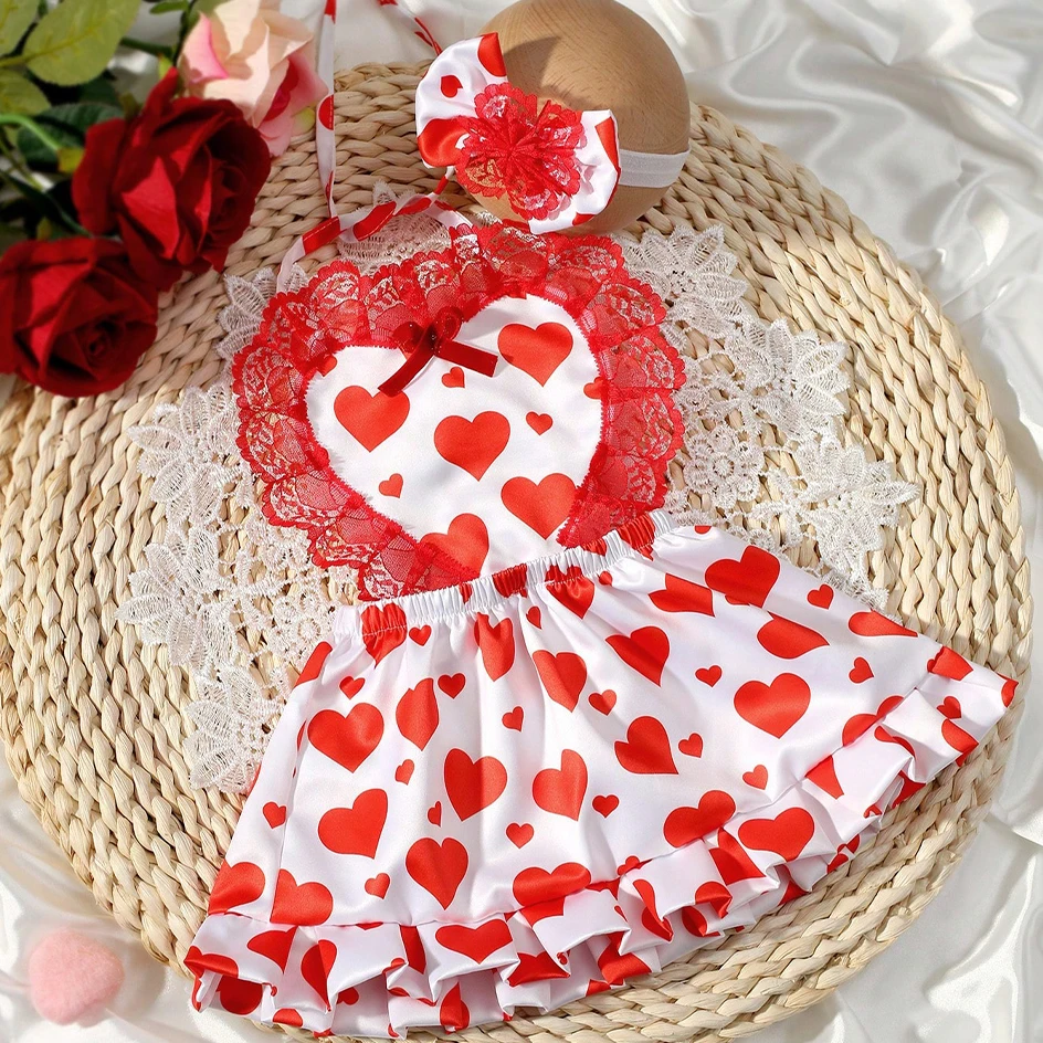 Ylsteed Платье С Красным Сердечком Одежда Для Фотосъемки Новорожденных Девочек