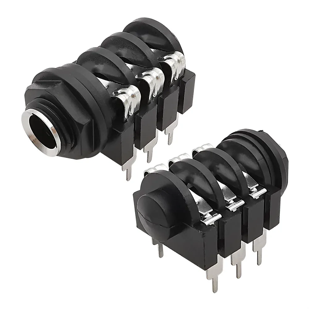 

1 / 5 / 10 шт. 6.35mm 1 / 4 "6Pin стереофонический микрофон штепсельная розетка 6.35 Наушники гнездо резьбовая панель PCB Установка разъема черный