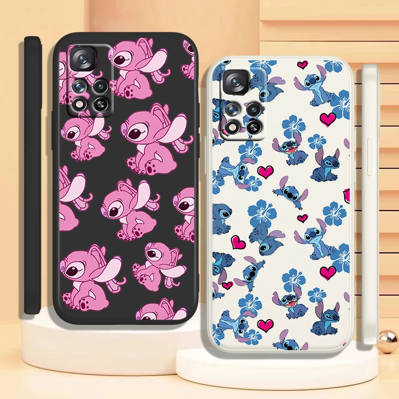 

Disney Lilo Stitch Cute Case For Xiaomi Redmi Note 11 11T 10 10S 9 9S 9T 8 8T 7 5 Pro 4G 5G Liquid Rope Phone Cover Capa Coque