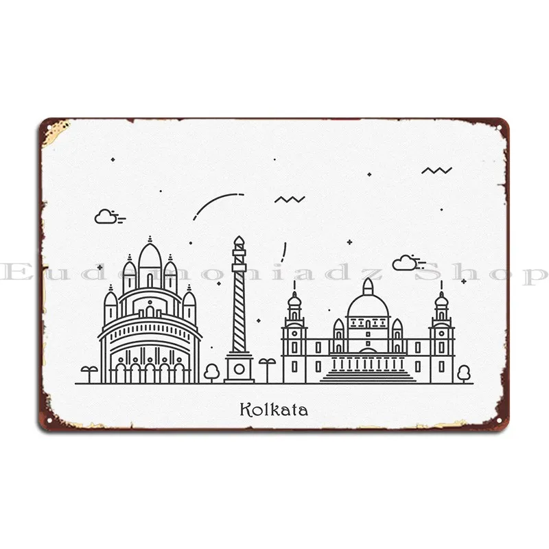 

Металлический знак Kolkata, городской пейзаж, настенная пещера, таблички с индивидуальным дизайном, настенный фотопостер