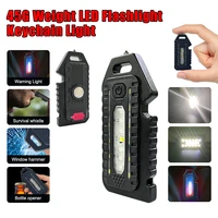 led flashlight keychain light 5 modes red blue shoulder police light waterproof rechargeable camping lantern bottle opener