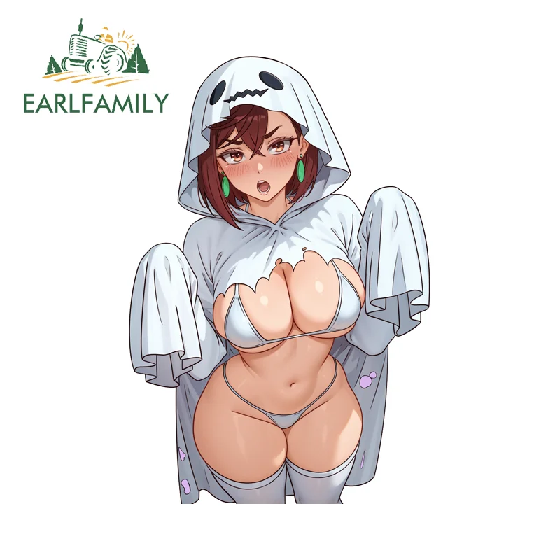 

EARLFAMILY Momo Ghost Camper автомобильные наклейки красивая грудь сексуальная аниме виниловая наклейка водостойкий JDM солнцезащитный крем устойчивый к царапинам автомобильный Стайлинг