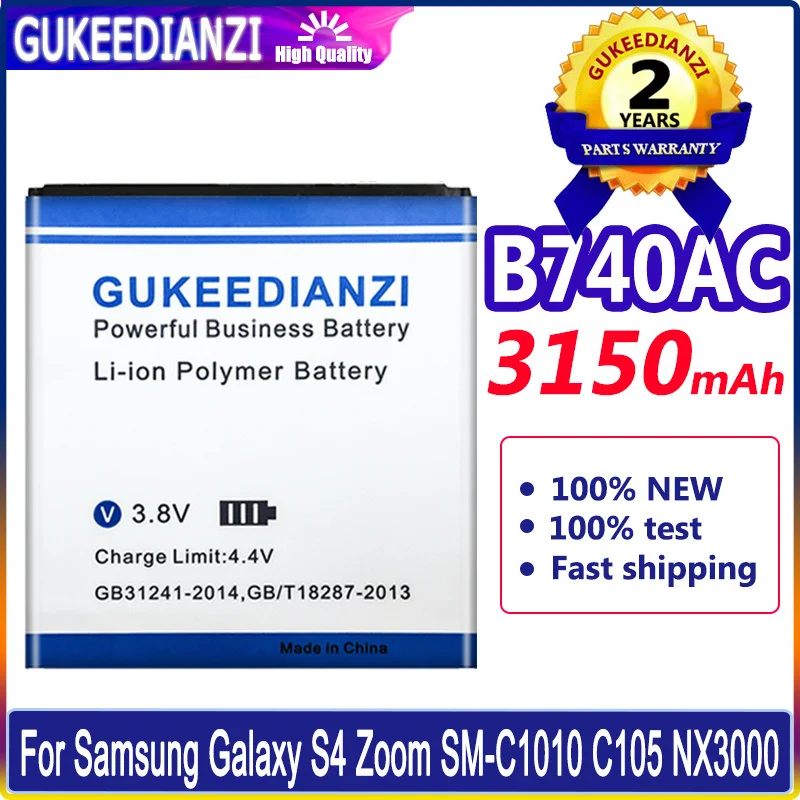 

GUKEEDIANZI B740AC Replacement Battery 3150mAh For Galaxy S4 Zoom C101 C105K C105A C1010 C105 Genuine Phone Battery B740AE