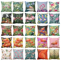 nordic flamingo print cushion cover rainforest plant square suede nap pillowcase sofa living room decorative throw pillow covers