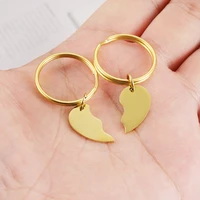 stainless steel blank split heart keychains for diy making womens mens lovers family jewelry couple split love keychains 10 pair