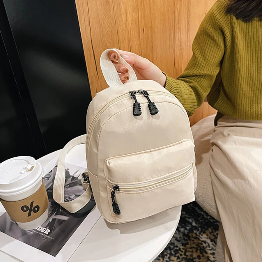 

Mini Women's Backpacks 2023 Trend Nylon Female Bag Small School Bags White Rucksack For Teen Girls Fashion Casual Backpack
