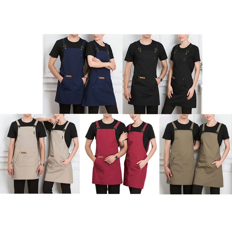 

Work Apron with Pockets for Men Women Chef Waiters Artists Adjustable Aprons Restaurant Barber Floral Artist Coffee Shop Cooking