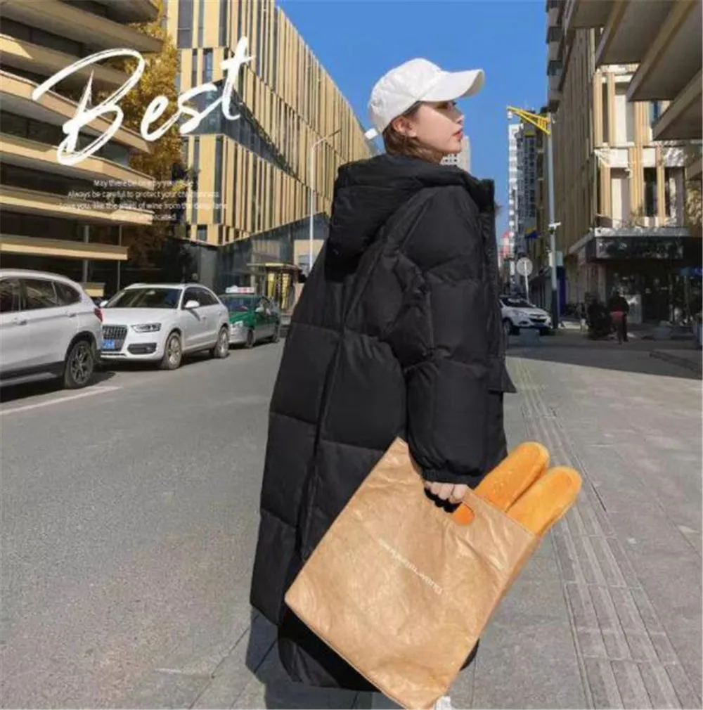 2023 Winter New Korean Black Thicken Hooded Parkas Women's Loose cotton Padded Jacket Female Warm Long Coat Casual Parka Outwear