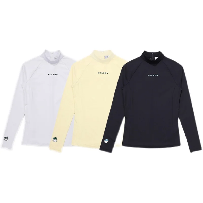 

Golf Suit 22 Spring Women's Solid Color Stand-up Collar Word Label Self-cultivation Basic Bottoming Shirt Quick-drying Fabric Su