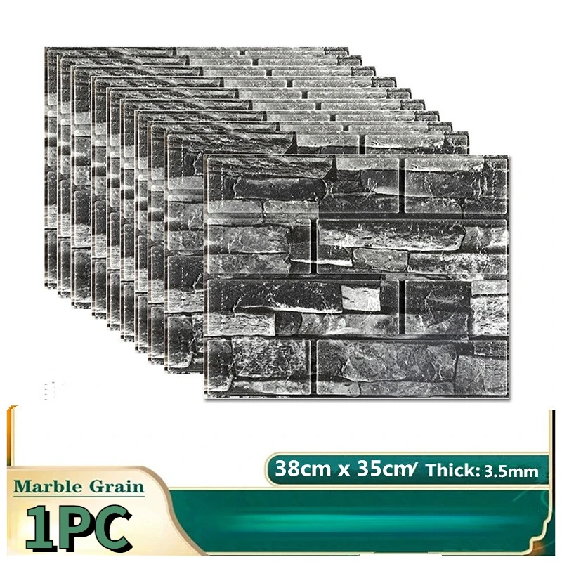 

35cm X 38cm Retro Brick Pattern Self Adhesive Thickened Wall Sticker Kitchen Restaurant Bedroom Home Decoration Wallpaper