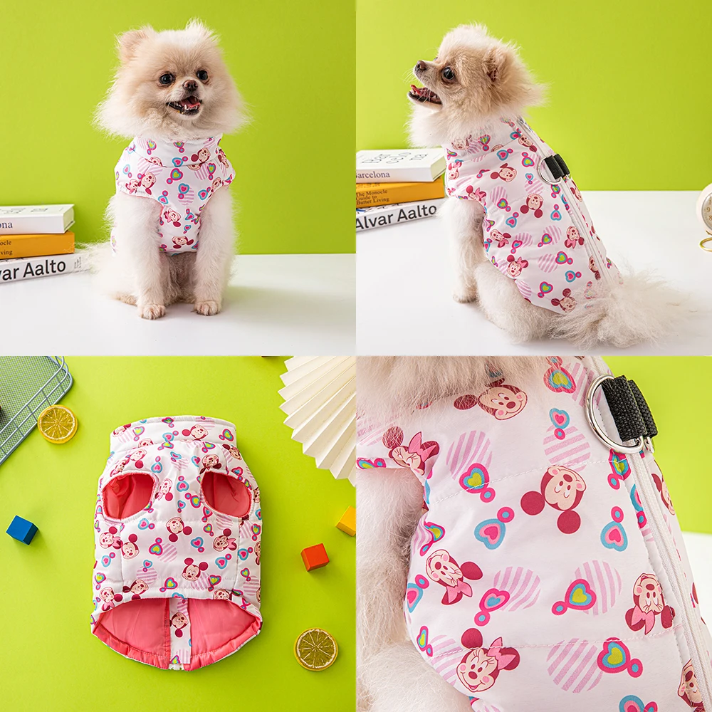 

Disney's New Dog Vest Winter Warm Pet Coat S-5XL Outdoor Windproof Dog Clothes Can Be Pulled Luxury Dog Clothes Chihuahua