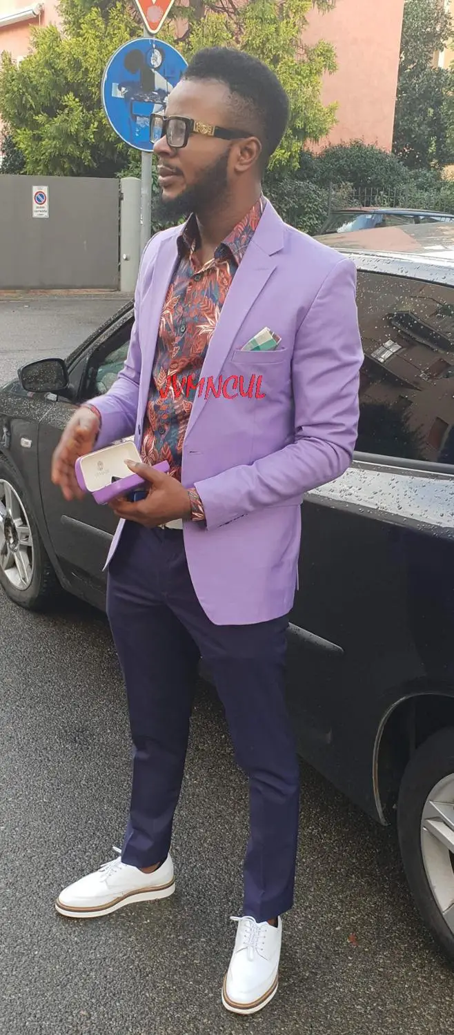 

Lavender Summer Groom Tuxedo Wedding Suit Men Suit Two Buttons Business Suit Custom Made 2 Pieces(Jacket+Pants)