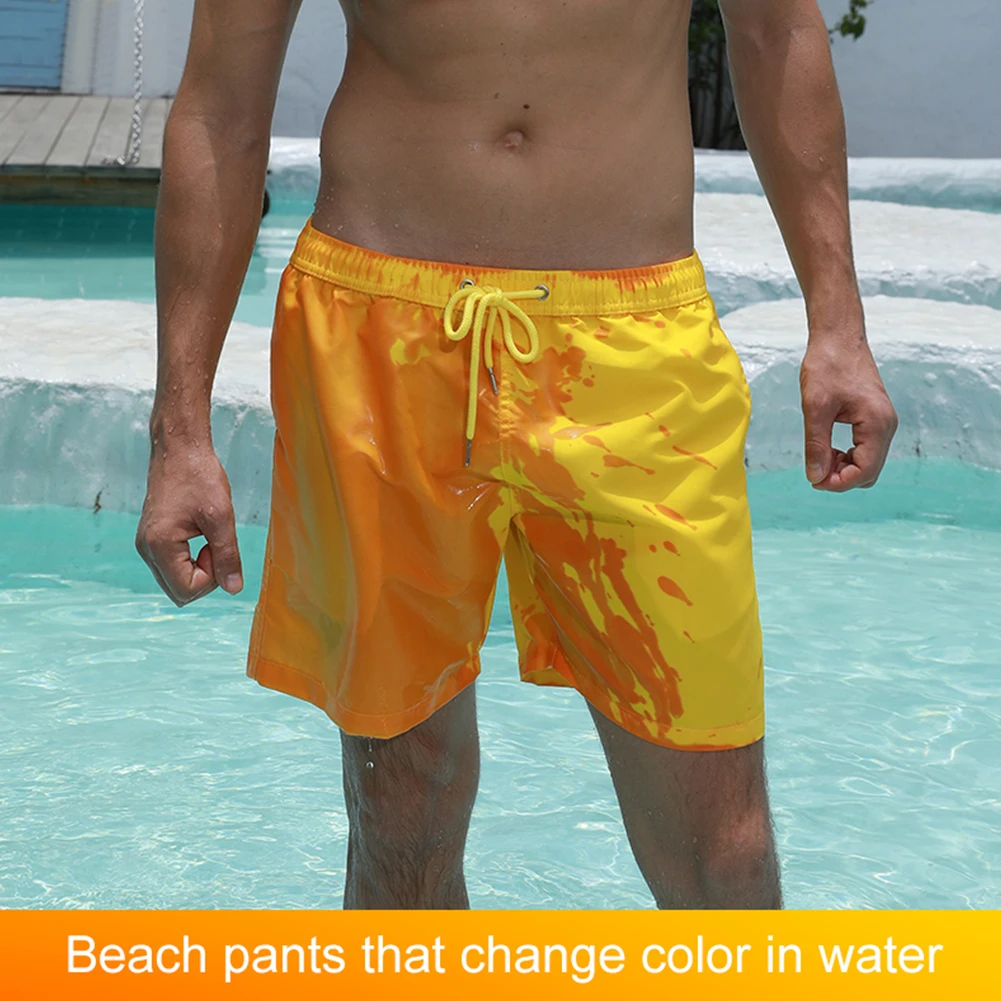 

Summer Men Swimming Swimwear Trunks Change Color Quick Drying Beach Shorts
