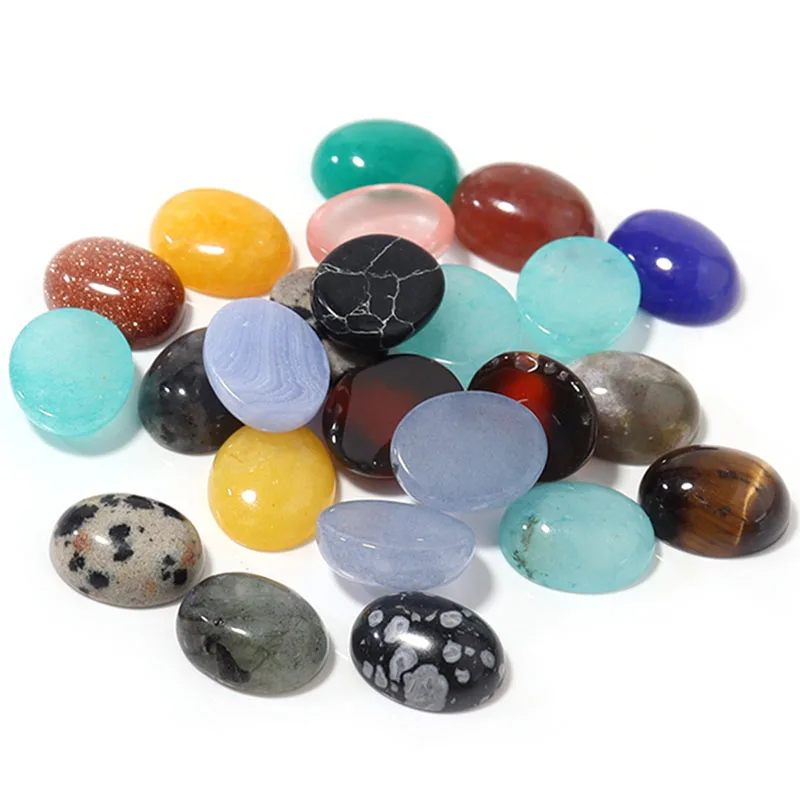 

5-10pcs/Lot Mixed Style Natural Stone Oval Cabochon for Jewelry Making Unakite Turquoise Loose Beads Flat Back Cameo Cabochon