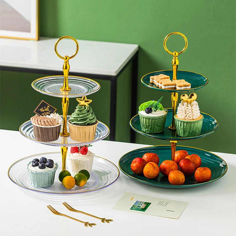 

3 Layer Cake Stand Birthday Wedding Party Decor Dessert Pastry Stands Table Decoration Sweets Fruit Plate Plastic Cupcake Tray