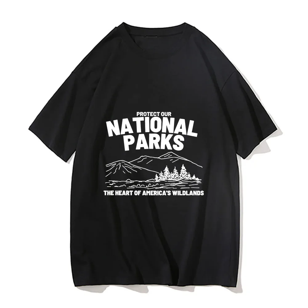 

Protect Our National Parks Korean Style Clothes Men 2023 Streetwear Gothic Harajuku Letter Print T-shirt Vintage Clothing Casual
