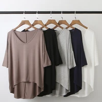 spring and summer new bat sleeved mid sleeve t shirt womens casual korean v neck solid color half sleeve bottoming shirt y2k