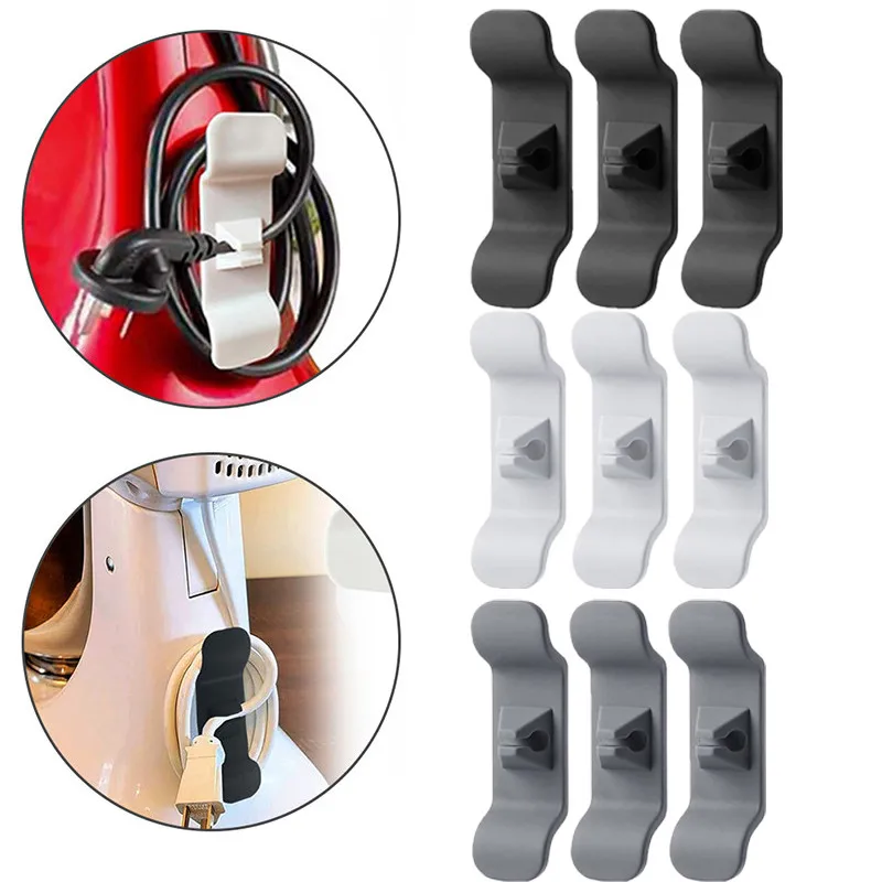 

Wall Mounted Cord Wrapper Organizer Punch Free Clips Holder Wire Hider Cable Winder Portable Adhesive Wrap for Kitchen Home