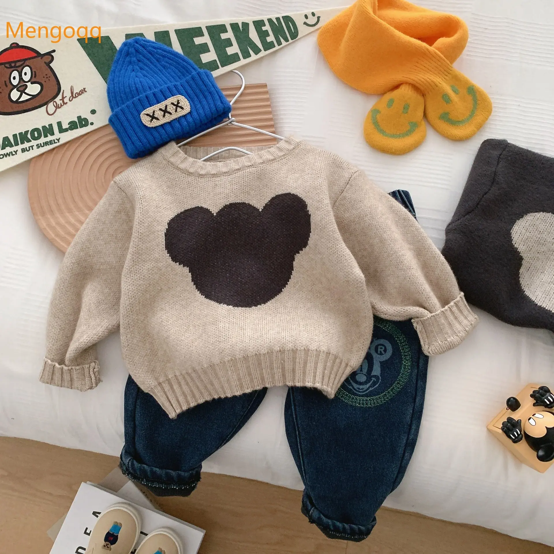 

Mengoqq Kids Baby Girls Boys Autumn Winter Full Sleeve Knitting Top Bottoming Clothes Warm Sweater Children Fashion 3M-6Y