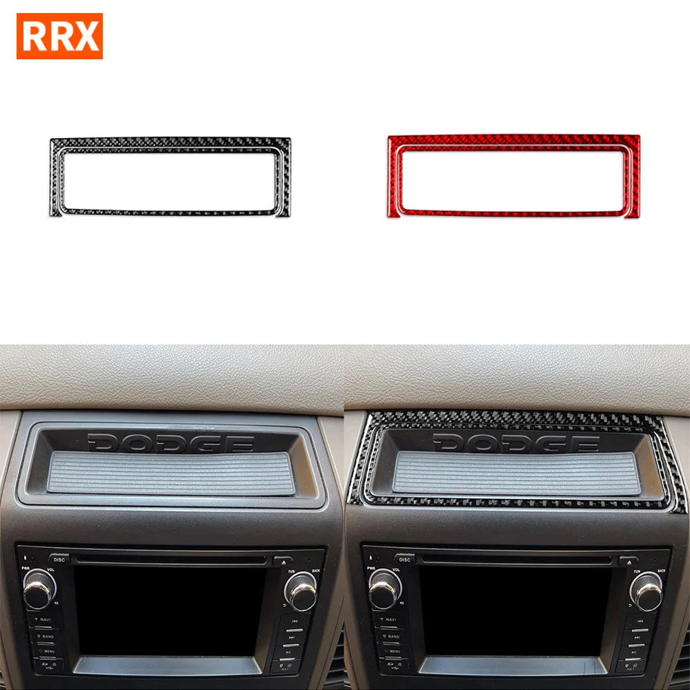 

For Dodge Ram 1500 2009-2012 Radio Panel Upper Storage Box Border Cover Trim Real Carbon Fiber Sticker Car Accessori Interior
