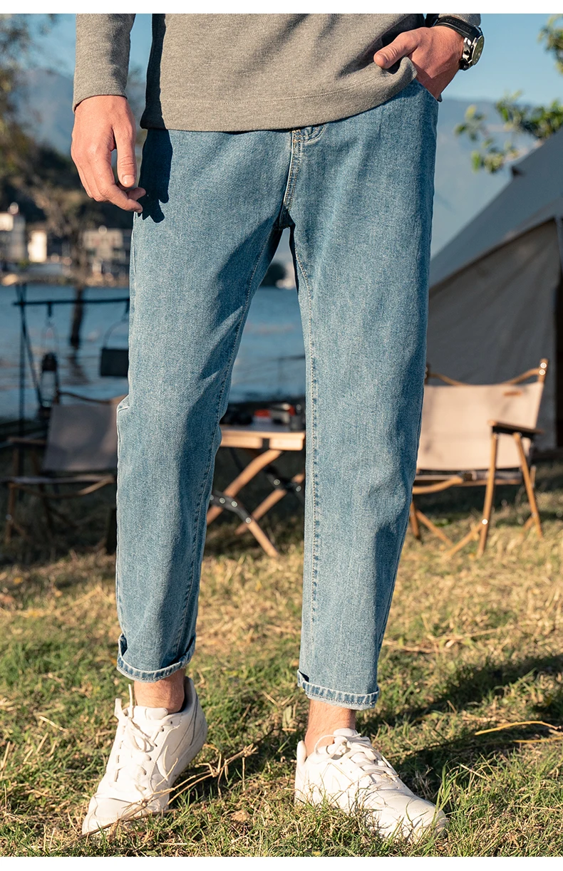 

N0876 2022 summer new men's straight wide leg casual jeans
