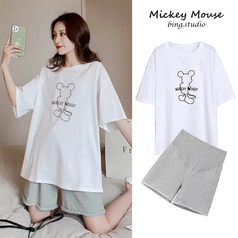 

Maternity Clothes Summer Tops Women's Summer New Short-sleeved Shorts Maternity Clothes Loose Thin Summer Two-piece Suits