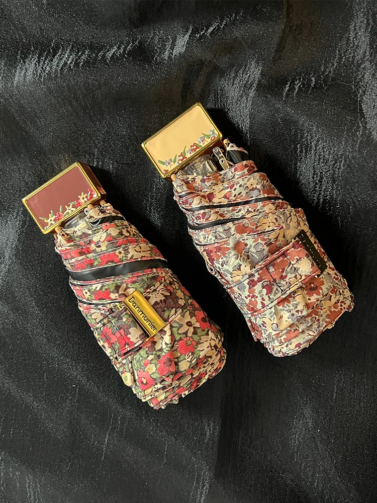 

Маленький цветочный зонт в стиле ретро со скидкой 50%, компактная и легкая Защита от солнца и УФ-лучей, высокоэффективный мини-зонт.