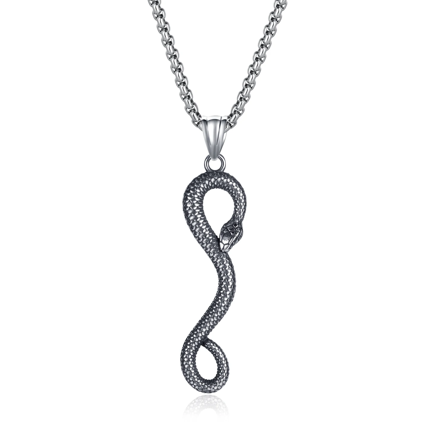 

New European 316L Stainless Steel Hip hop retro snake Pendant Necklace For Women Men Birthday Gift Jewelry