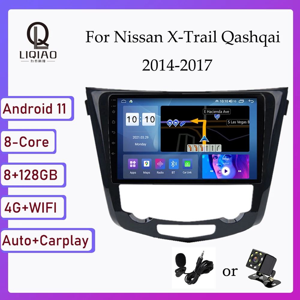 

Car Multimedia Video Player For Nissan X-Trail Qashqai 2014-2017 Android 11 Navigation GPS QLED 1280*720 Touchscreen Bluetooth