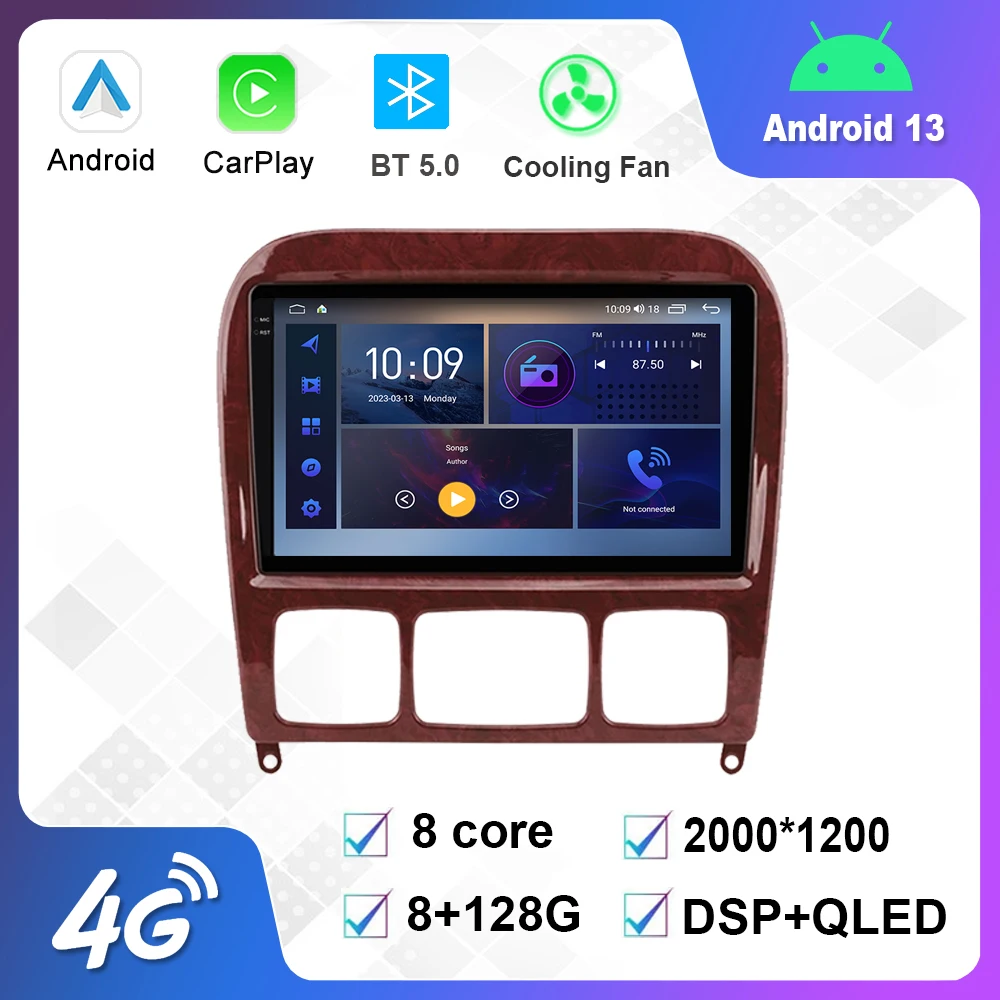 

Android 12.0 Multimedia Player Auto Radio For Mercedes-Benz S Class W220 S280 S320 S350 S400 S430 S500 S600 GPS Carplay 4G WiFi