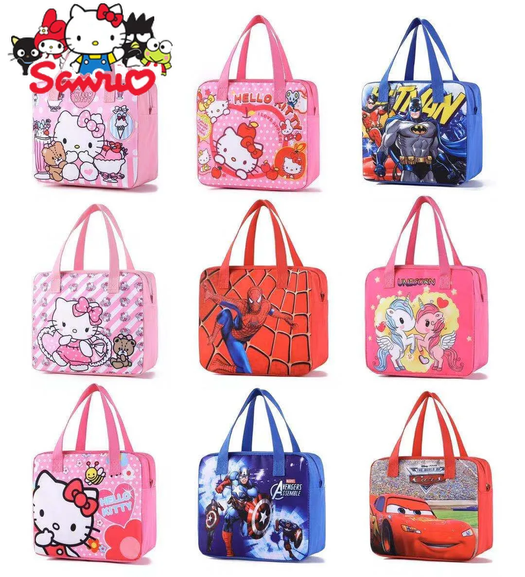 

Sanrio Melody Kuromi Hello Kitty Cinnamoroll почтовый Ланч-бокс сумка Повседневная оксфордская сумка для покупок для студентов ручная сумка для обучения