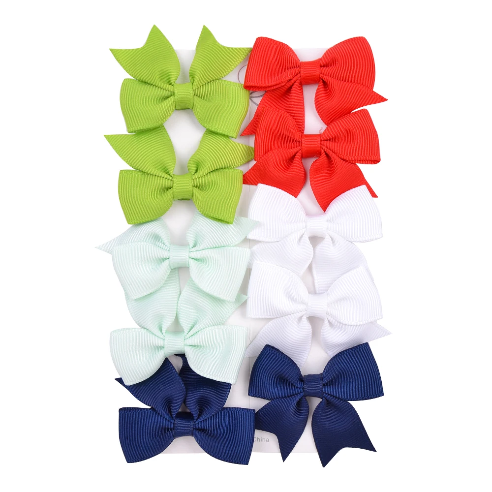 10Pcs/set New Colorful Ribbon Hair Bows With Clip For Cute Girls Mini Hairpins Boutique Barrettes Headwear Kids Accessories - купить по