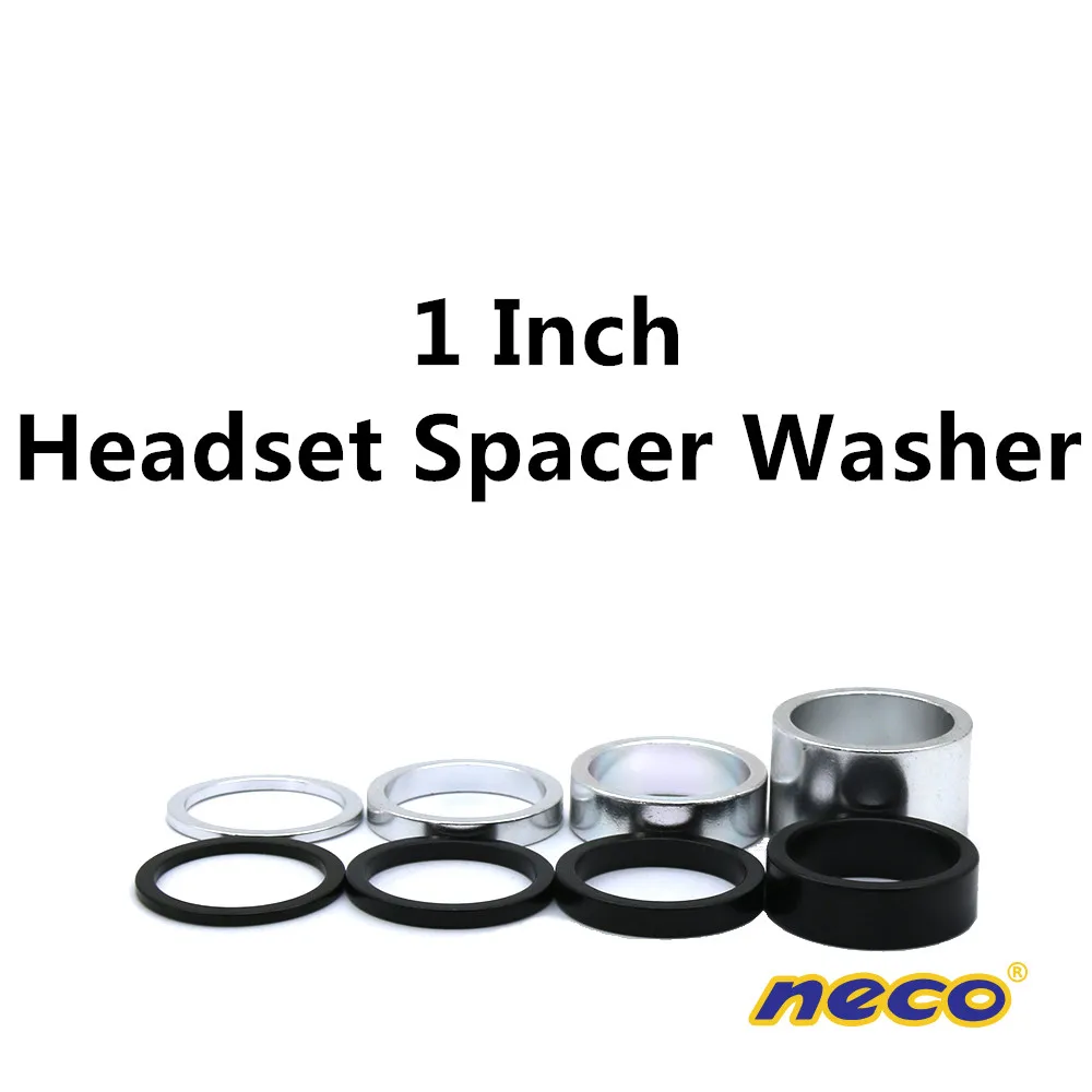 4pc Neco 1 Inch 25.4mm 20/10/5/3/2mm Bicycle Headset Stem Al Bike Fork Adjusting Dust Cover Spacer Washer Accessories