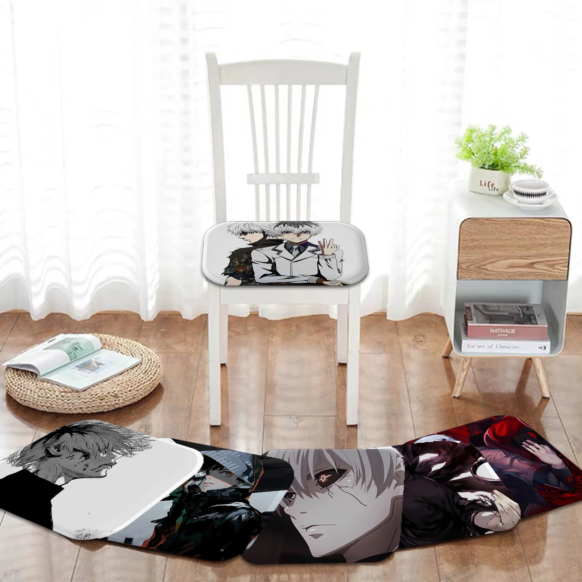 

Tokyo Ghoul Anime Cartoon Cushion Mat Tie Rope Dining Chair Cushion Circular Decoration Seat For Office Desk Cushions Home Decor
