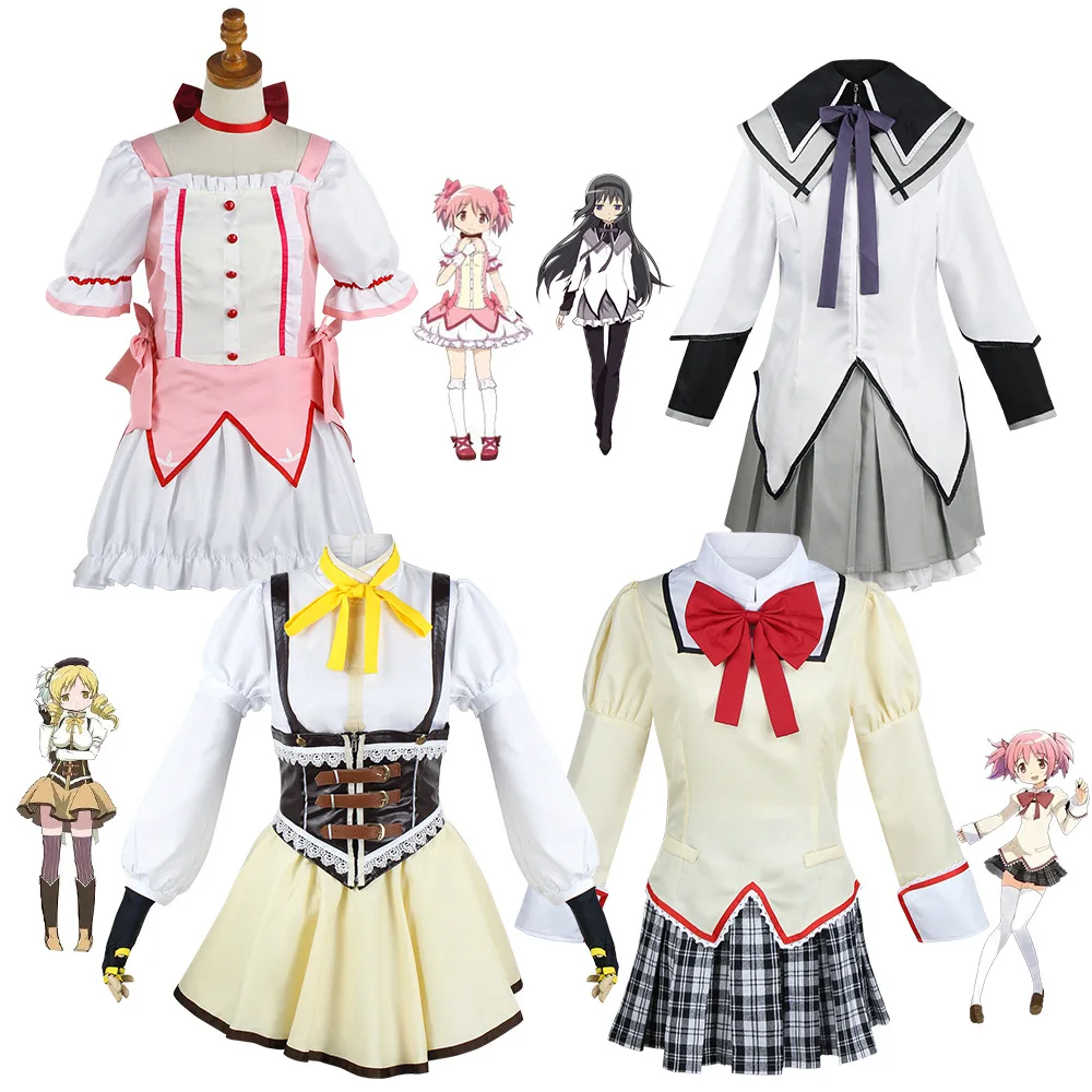 

Anime Puella Magi Madoka Magica Akemi Homura Kaname Madoka Tomoe Mami Cosplay Costumes Wig Party Role Play Dress Skirt Full Set