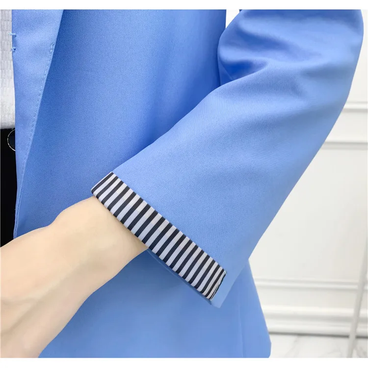 Осенняя Женская одежда Модный корейский стиль элегантный костюм с воротником