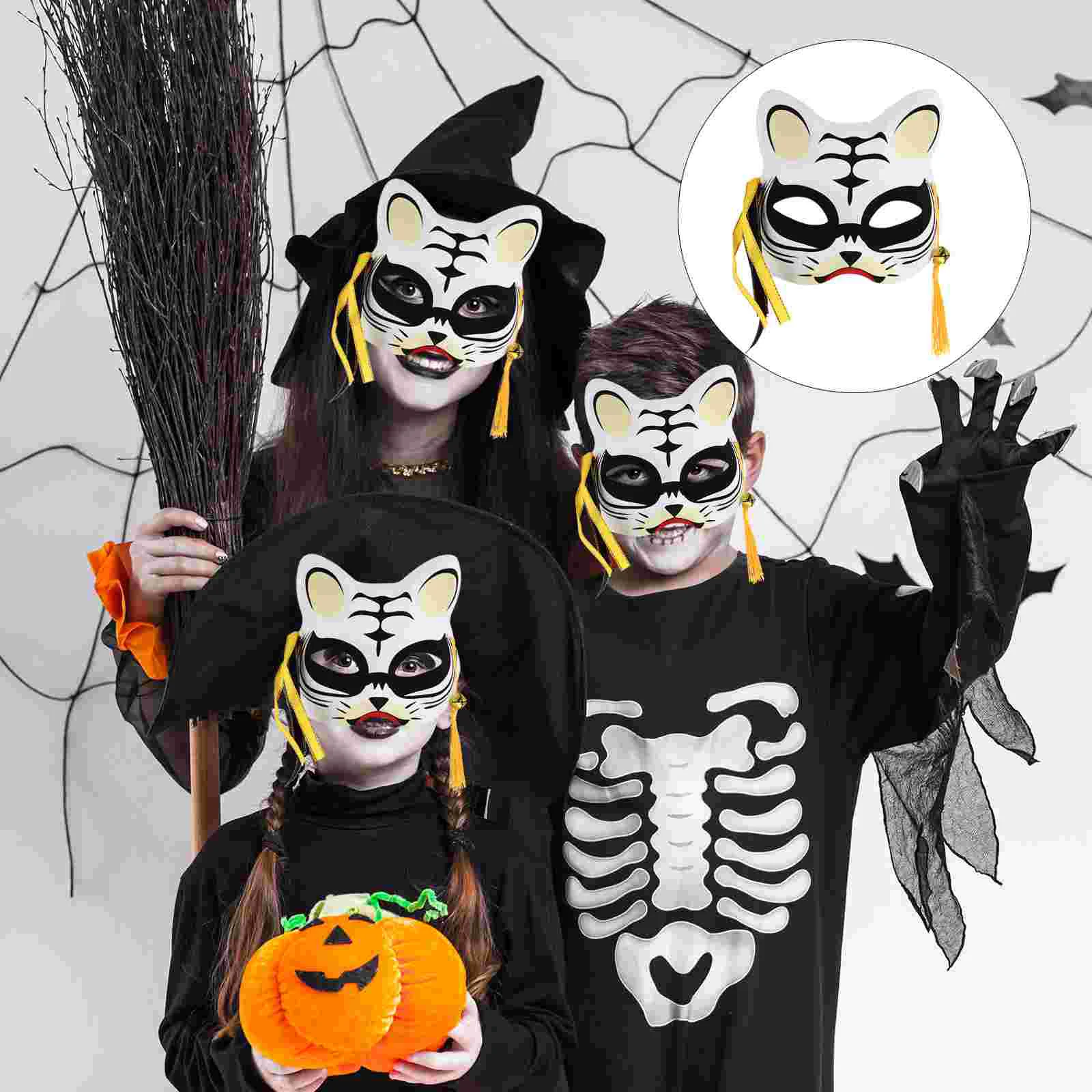 

Tiger Mask Role Play Outfits Cosplay Luminous Half Face Prom Party Supply Plastic Glowing Child Performance
