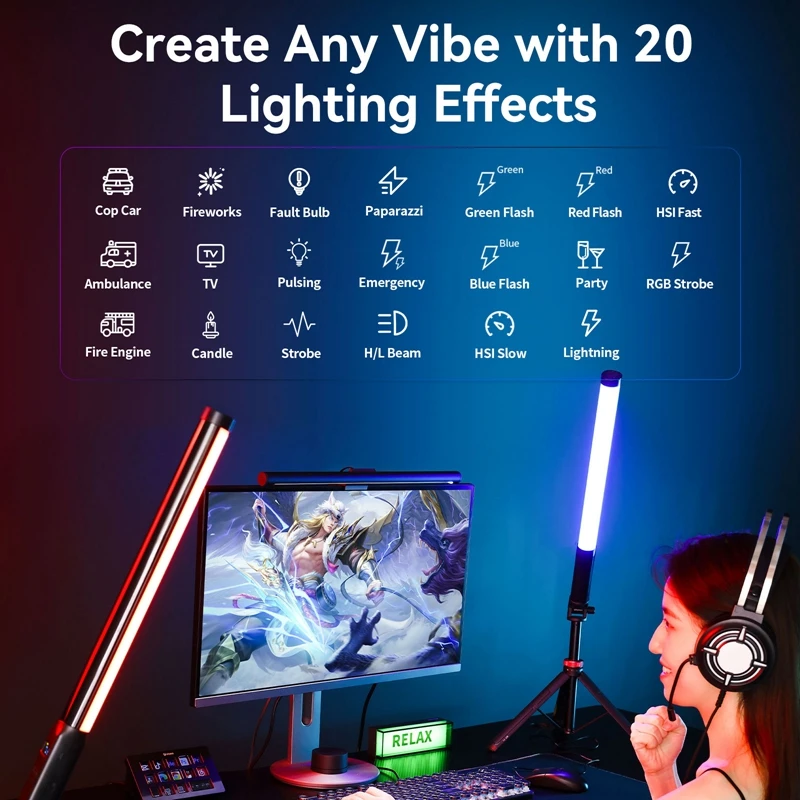 Фото Ulanzi VL119 10W RGB флейта ручная флейта светильник 2500K-9000K двухцветная флейта для видеозаписи №5