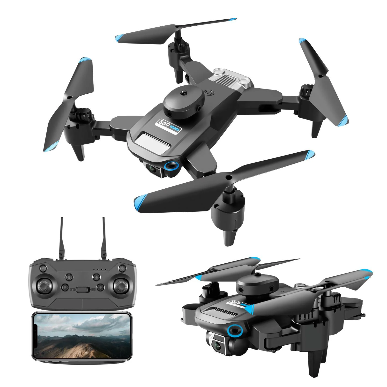 

S69 Mini Drone 4K HD Dual Camera WIFI FPV Professional Aerial Photography Obstacle Avoidance Helicopter Foldable Rc Quadcopter