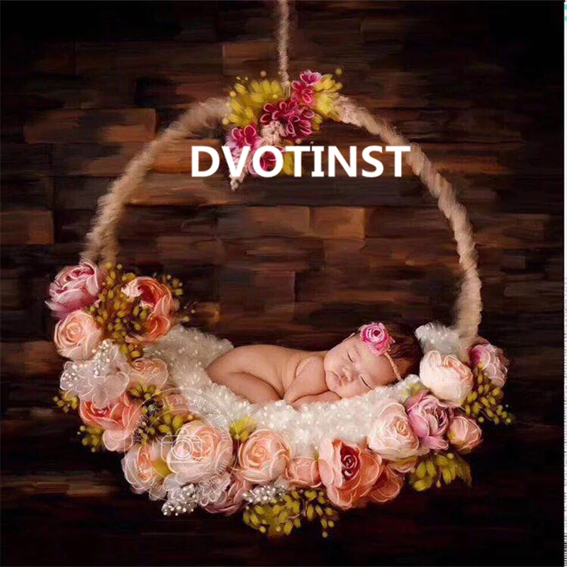 Реквизит для детской фотосъемки Dvotinst декоративная подвесная корзина с цветами