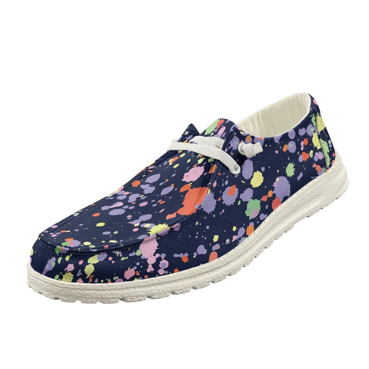 

ELVISWORD Color Polka Dots Print Mens Casual Mesh Sneakers Large Size Women Men Lace Up Flats Shoes Indoor Work Office Footwear