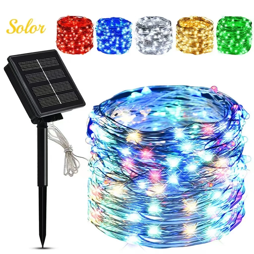 

2022 Solar Garden Lights Outdoor LED Solar Energy Street Garland Fairy String Lights For Garden Party Christmas Decoration Lamps