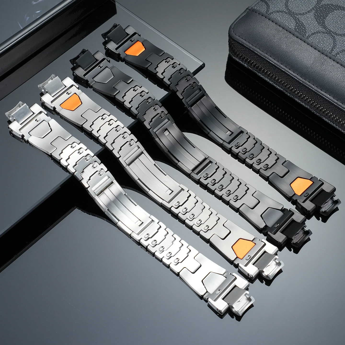Фото Ремешок титанового цвета для Casio G-SHOCK Series 5672 MTG-B3000B/BD, быстросъемный стальной браслет, ремешок для часов из нержавеющей стали №2