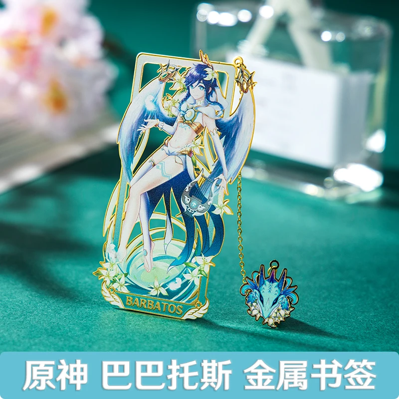 

Аниме игра Genshin Impact Косплей Бард мондштадта барбатос Венти Мерч металлическая Закладка двойной подарок брелок подвеска