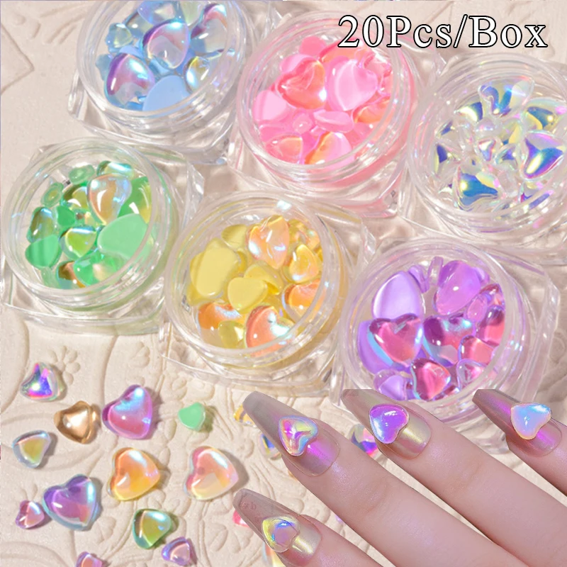 

20 Pcs/Set Nail Rhinestone Love Diamond Mermaid Manicure Candy Crystal Nail Jewelry DIY Decoration Macaron Nail Art