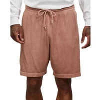 summer shorts knee length pants mens casual pocket loose shorts mens fashion lace up mid waist solid color straight shorts