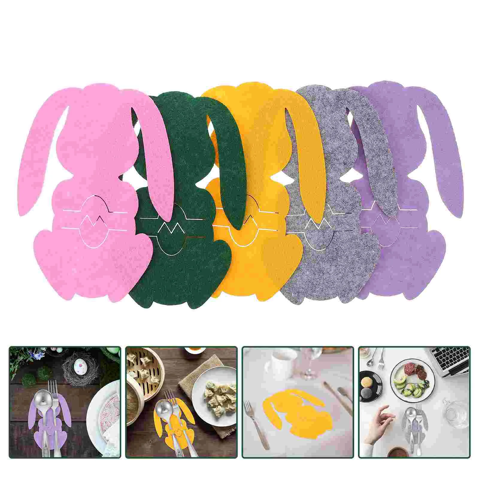 

20pcs Creative Bunny Shape Cutlery Bags Novel Storage Bags Flatware Bags