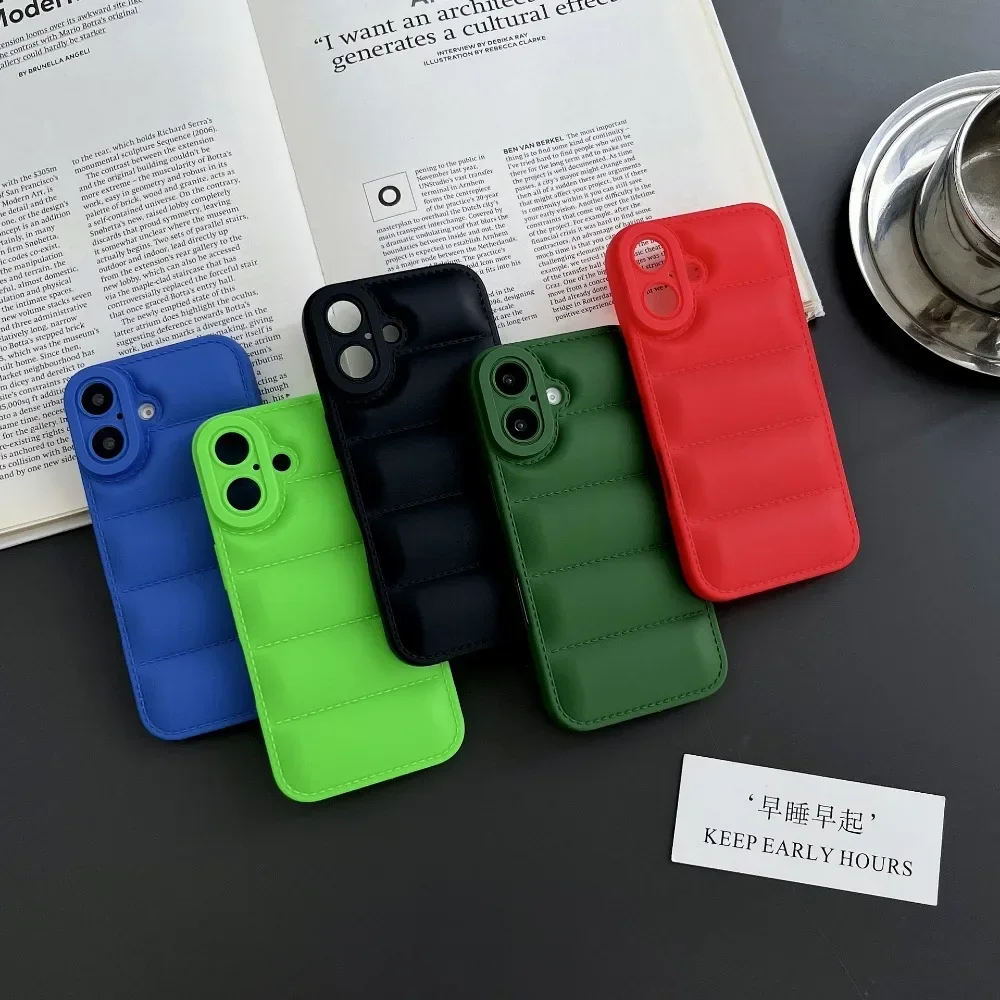 Чехол для телефона в стиле пуховой куртки iPhone 16 Pro Max 15 14 Plus 13 12 11 Мягкий корпус из